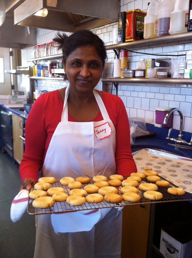 Jenny with baked Thumbprint cookies.