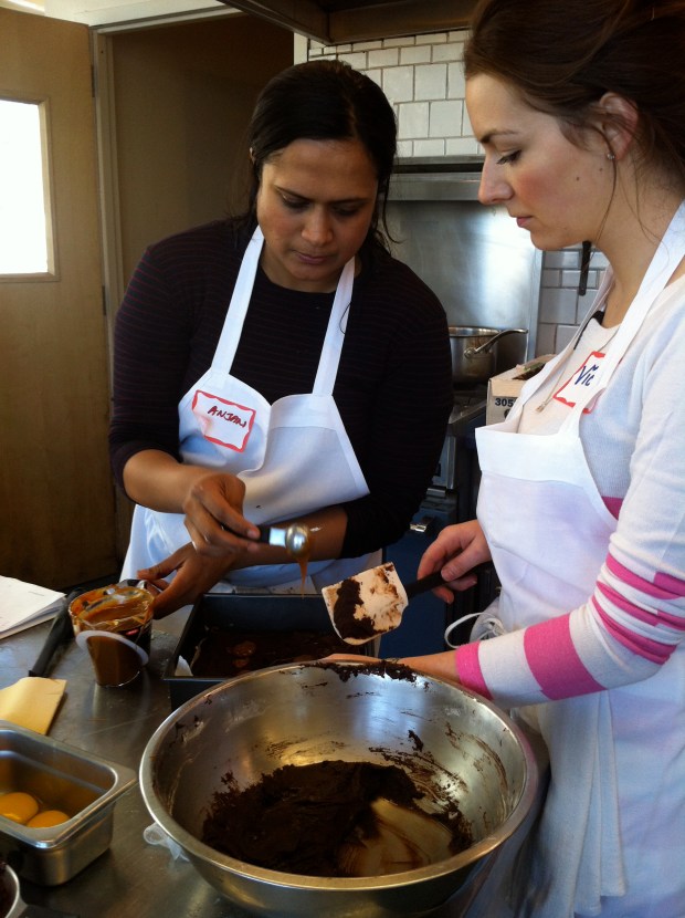 Anjan and Vicki preparing dulce de leche brownies